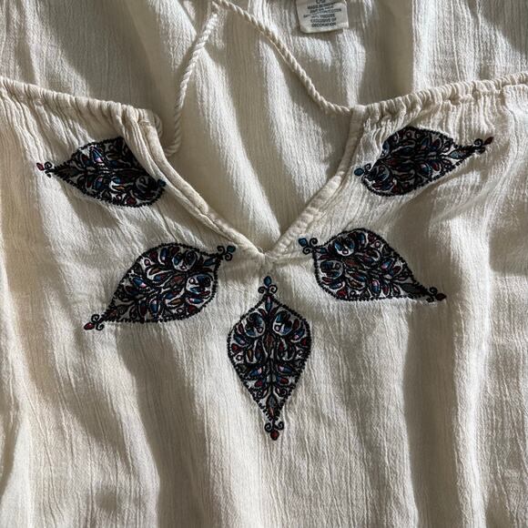 Denim&Supply Ralph Lauren Women Large Cream Drawstring Tasseled Boho Blouse Tops - Picture 9 of 12